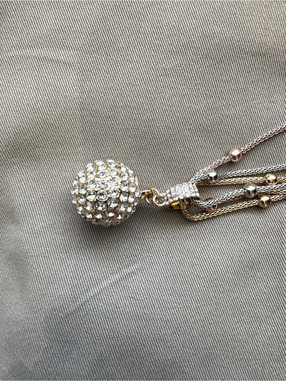 Pandora Tri-Color Layered Necklace with Pave Ball Pendant - Picture 8 of 16